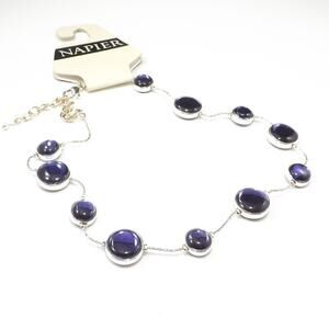 Napier Purple Cabochon & Faux Druzy Necklace, Reversible, 18 Inches